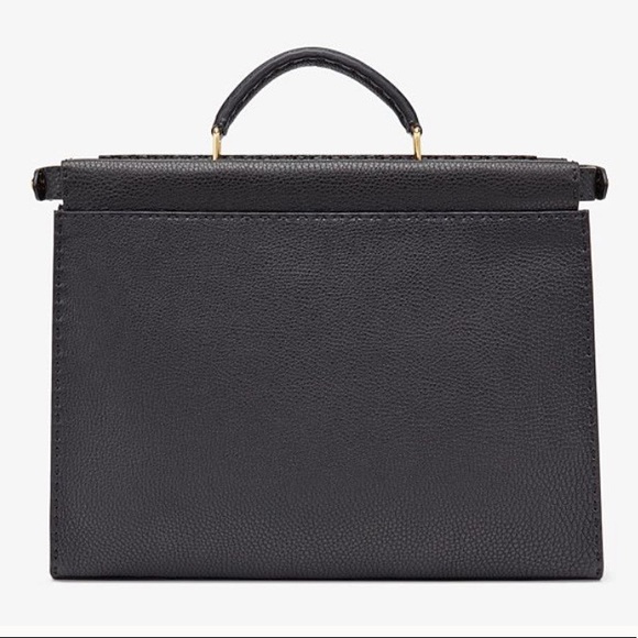 Fendi Men’s Black Roman Leather Peekaboo Bag - Picture 3 of 5